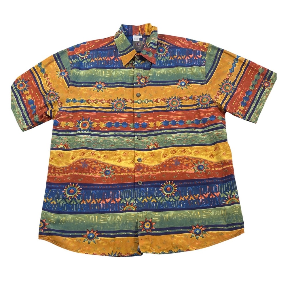 The Territory Ahead XL Southwest Aztec Shirt Bold Print Cotton Button Up - Picture 4 of 12